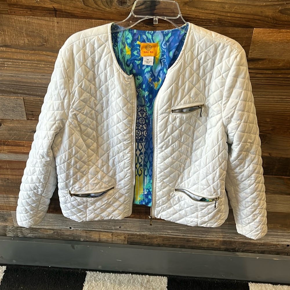 Ruby Rd White Jacket With Fun Lining - image 1